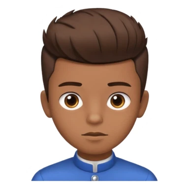 create a fringe haircut boy with a brown hair with hair little up more looking like quiff hairstyle but its going straight not on side sticker