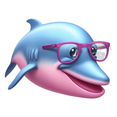 Pink dolphin with glasses sticker