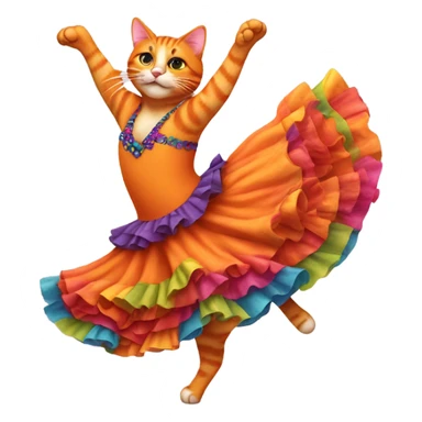Orange Cat in flamenco dress dancing the flamenco sticker