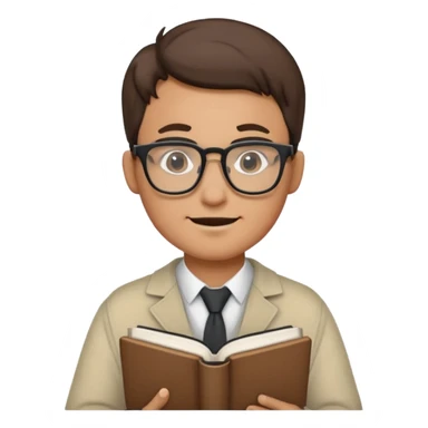 Nerd man wearing glasses with the book and computer sticker