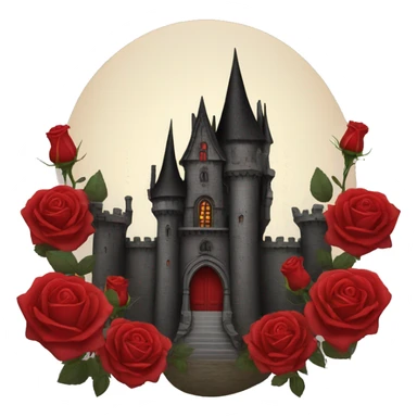 Black and red gothic castle with roses sticker