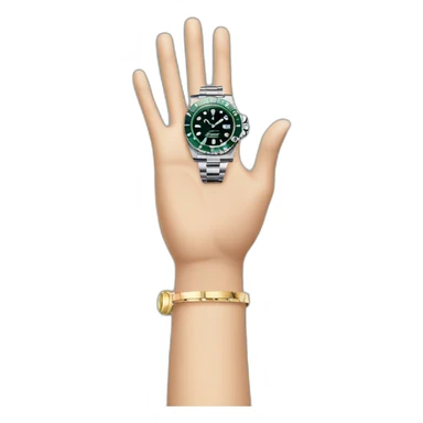 Hand pointing to Rolex Submariner Watch sticker