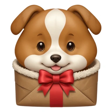 Dog in wrapped paper new yaer  sticker