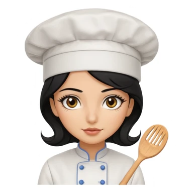 Create a persian girl, black hair, Middle Eastern with lashes  chef🧑‍🍳 emoji, barbie vibes tan skin black long hair with long lashes BADDIE VIBES long black hair and tanned skin dark brown eyes and longer baddie lashes sticker