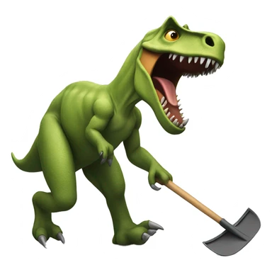Dinosaur running from man with shovel  sticker