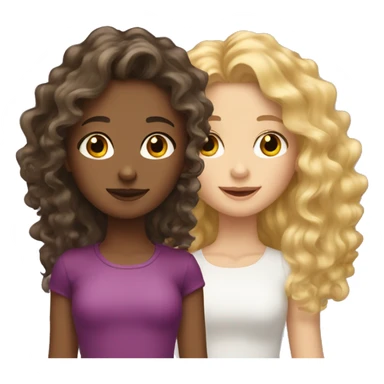 Blonde curly hair girl and brunette wavy hair girl  sticker