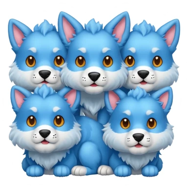 cute blue cerberus (one body, 3 heads) sticker