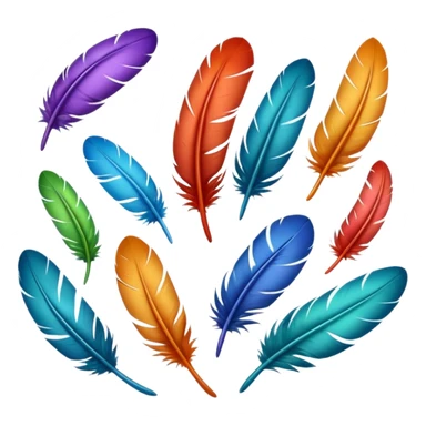Different colored feathers floating ￼ sticker