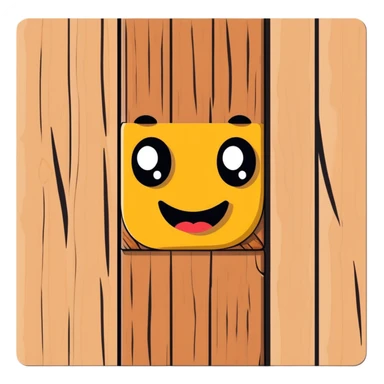 piece of wood with a friendly face, carved or natural sticker