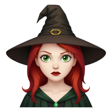 Dark blood Red haired witch. Green eyes annoyed. Sexy attitude. sticker