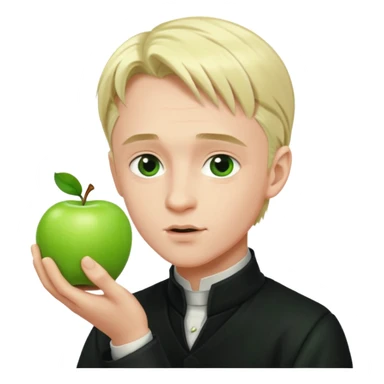 draco malfoy kissing green apple in his hand sticker
