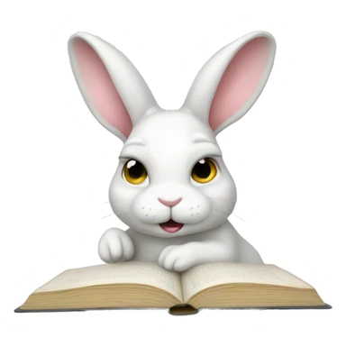 White bunny studying  sticker