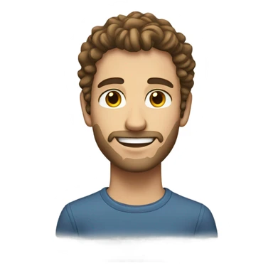 Caucasian male, long curly brown hair, brown glass stubble sticker