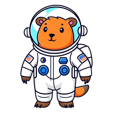 cute capybara cosmonaut sticker
