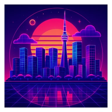 Create a retro 80's tron feel to this image  sticker