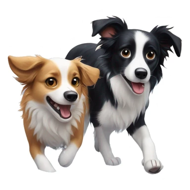 Border collie and chiweenie playing in the snow  sticker