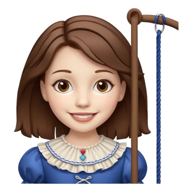 A marionette which is a girl with a brown hair and a beautiful smile sticker