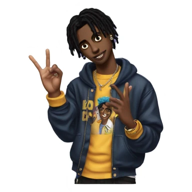 playboi carti with yvl hand sign sticker
