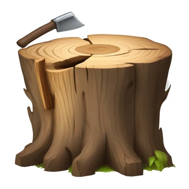 Tree stump with an axe cleaved in  it  sticker