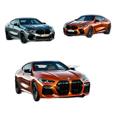 a bmw m8 and a bmw x6 m competition in left sticker