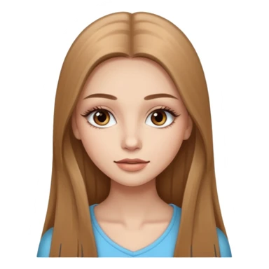 very beautiful girl with long straight light brown hair and make-up with very light skin with long eyelashes  sticker