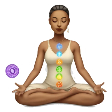 Light skin lady with 7 chakra symbols meditation  sticker
