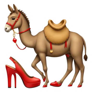 Donkey and a camel with red high heals sticker