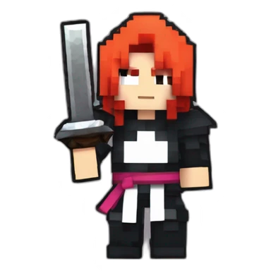 Kurosaki Ichigo minecraft style with like pose sticker