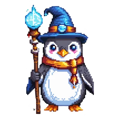 penguin wizard with magic staff sticker