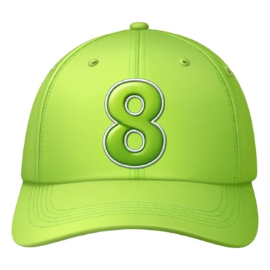 light lime cap with number “8” on it sticker