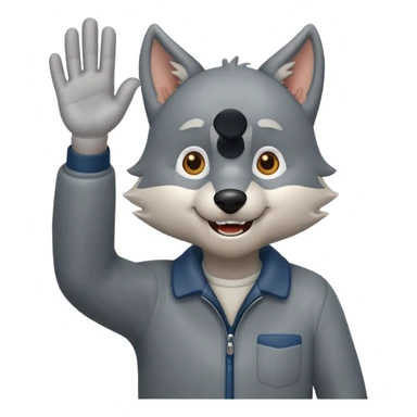 wolfgrandpa waving his hand and his hole body is standing  sticker
