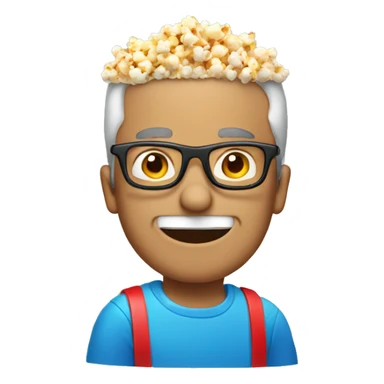 Guy wearing blue and red glasses with popcorn  sticker