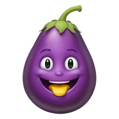 Smiley face emoji eating eggplant sticker