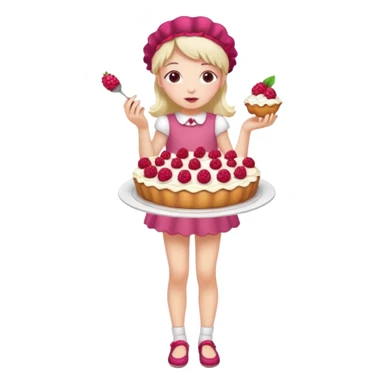 Raspberry torte human full body and legs girl with a raspberry barrette on her head sticker