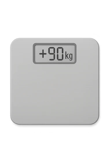 Bilancia pesa persone con scritto +90kg sticker