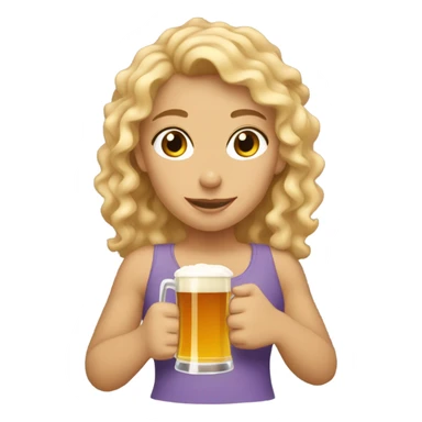 curly blonde mid tanned girl drinking beer sticker