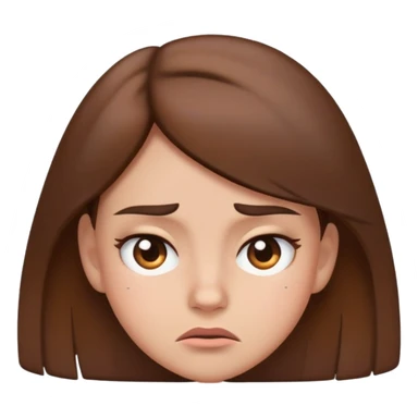 Annoyed girl with brown hair emoji with squinted eyes and one eyebrow raised sticker