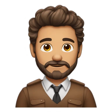 homme brun aux cheveux longs avec une barbiche sticker