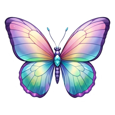 Pastel iridescent rainbow crystal butterfly sticker