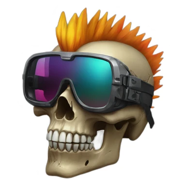 cyberpunk skull with colored mohawk with a gambit sunglasses sticker