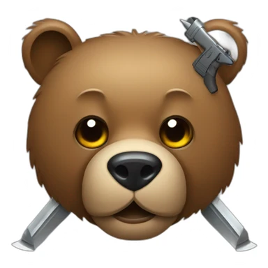 Bear face with weapons sticker
