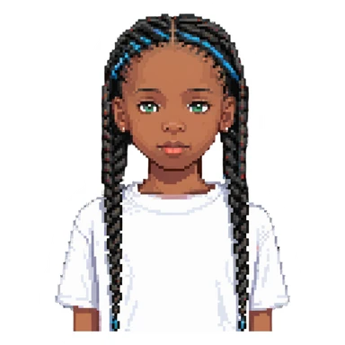 african american boy with a white tee and black braids sticker