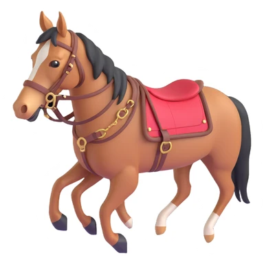 Hermès-style horse harness, classic equestrian look, minimal, 3D style sticker