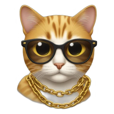 Cat with chain and sunglasses  sticker
