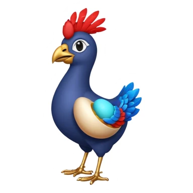 A 3D cartoon Sankofa bird with its head turned backward holding an egg in its beak, symbolizing learning from the past, vibrant colors, smooth lighting, Memoji-style rendering. sticker