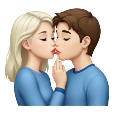 A Cute white skin  boy kissing a white skin girl  sticker