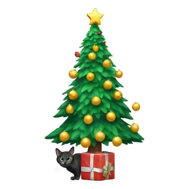 Christmas tree with cat on top sticker