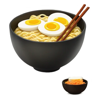 Ramen noodles in a bowl with boiled sliced eggs sticker