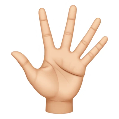 mano haciendo el signo de la paz con la palma hacia adentro al revés, emoji estilo apple sticker