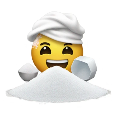 Happy emoji with a pile of salt sticker